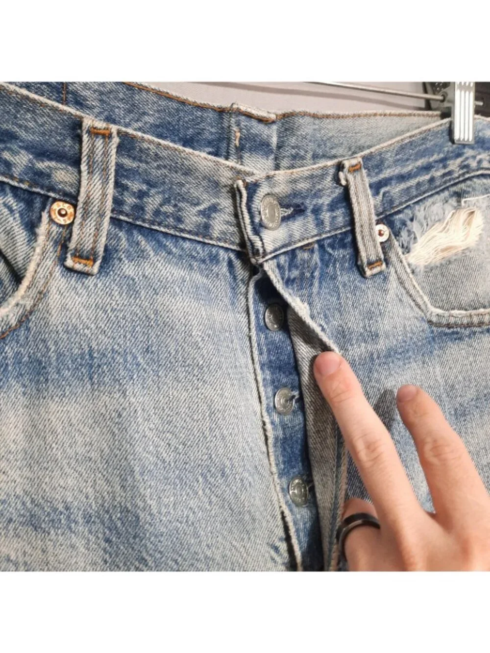 Vintage Levis Jeans Mens 34x30 (Fits 30x30) 501 Distressed Faded USA 80s 1985